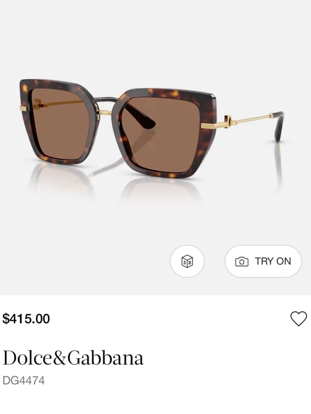 Dolce & Gabbana Tortoiseshell and Gold Square Sunglasses